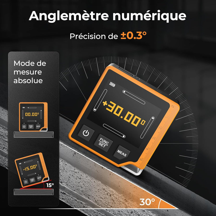 Télémètre Laser 3-en-1 80m, Mètre Ruban Laser Numérique avec Écran LCD Rétroéclairé | Batterie 1000mAh, Inclinomètre, USB Type-C, Mesure Multi-Mode & Unité