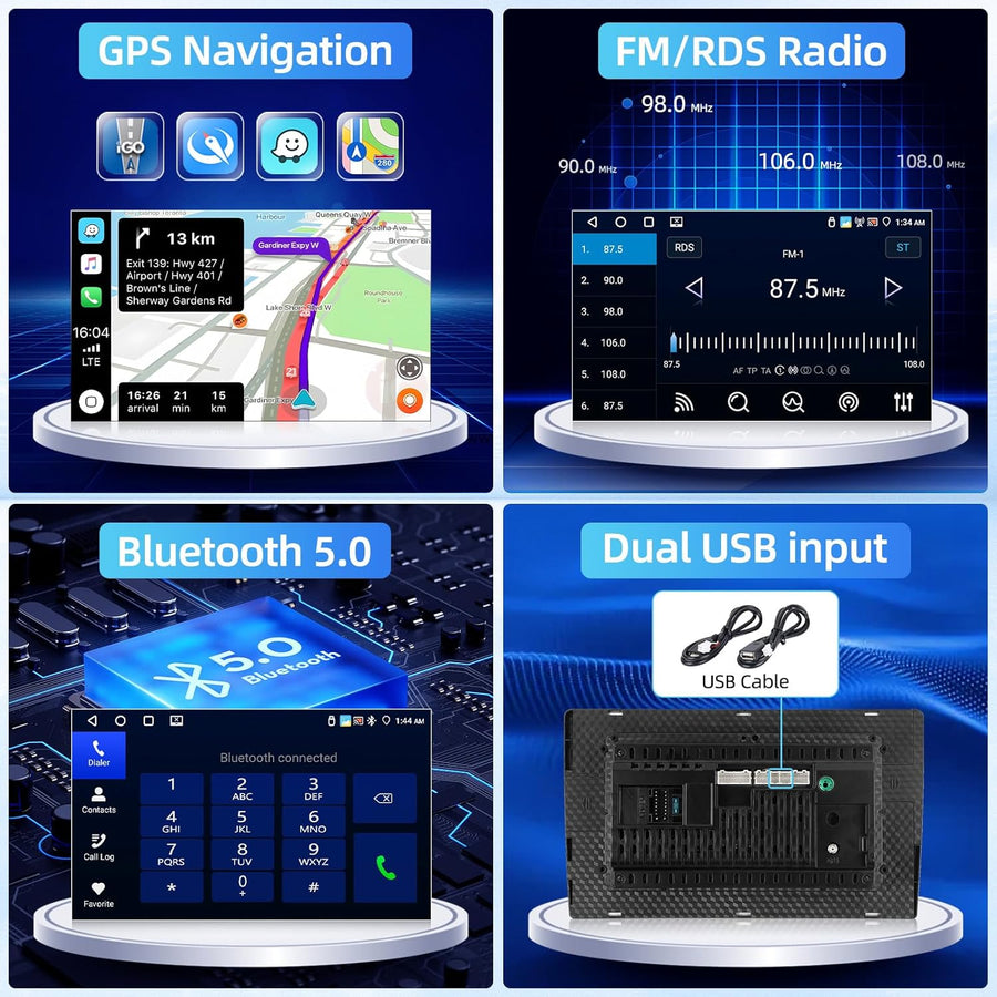 Autoradio Android 4G+64G pour Peugeot 308/408 2007-2015 avec Wireless Carplay&Android Auto, 9'' IPS Touch Screen Radio Voiture avec Bluetooth 5.0/GPS/Caméra de recul/FM/WiFi/SWC