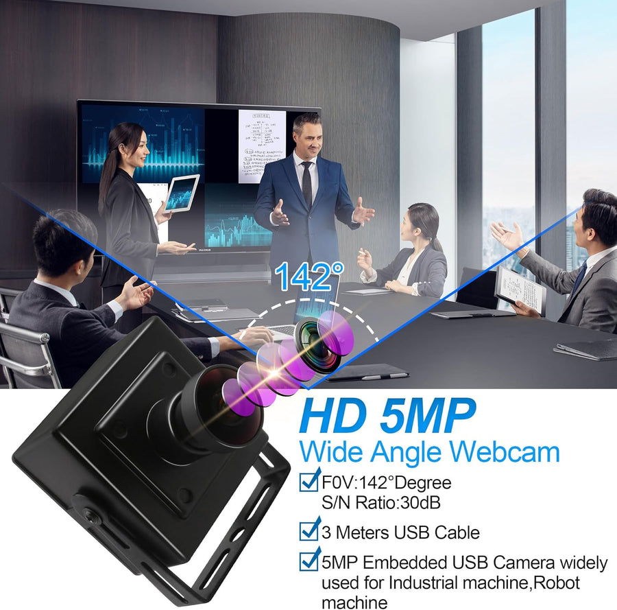 Caméra USB Aptina MI5100 - 5 MP - Webcam USB grand angle - Caméra HD pour conférence Web, robot d'affaires, machine Vision