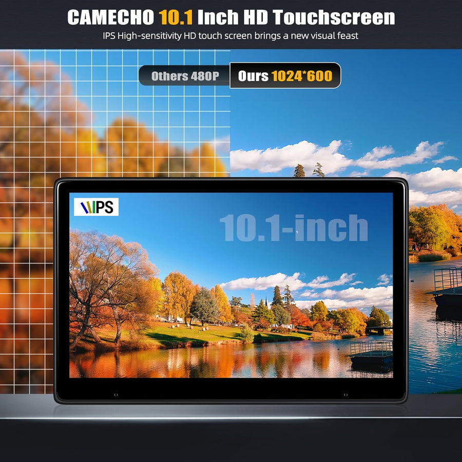 Moniteur D'appuie-tête 10.1 Pouces avec Carplay sans Fil Android Auto, écran Tactile IPS HD Display avec Bluetooth Airplay Super Link Commande Vocale Transmission FM +Carte TF 64G