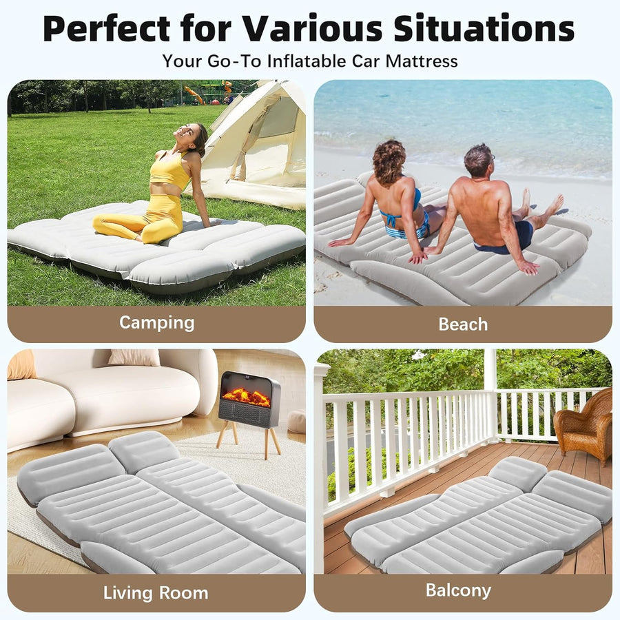 Matelas gonflable pour SUV avec pompe - Matelas gonflable de voiture d'extérieur pour dos SUV - Matelas de couchage portable BLANC