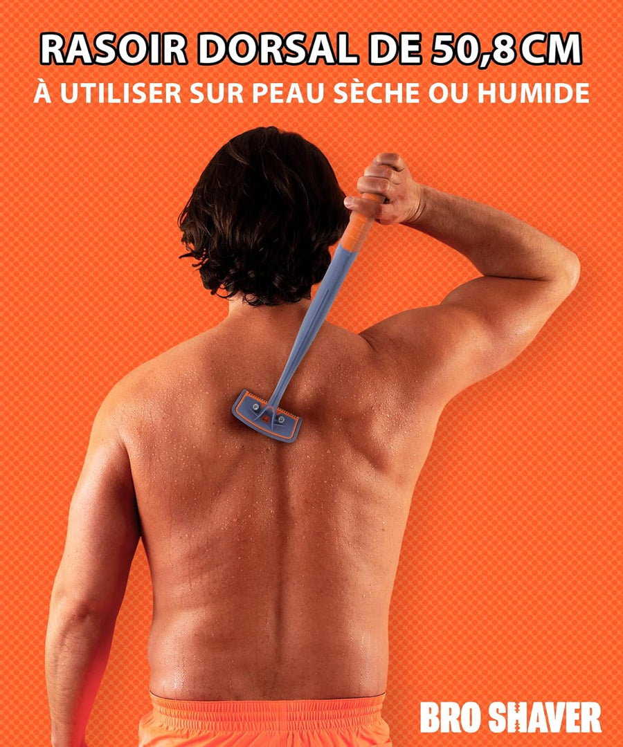 Rasoir Dos et Corps Manche Long Ergonomique Lame Double Tranchant