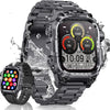 Montre Connectée Homme 2.01'' HD Smartwatch Militaire avec Appels Bluetooth Torche LED 650mAh 150+ Mode Sportifs Surveiller Cardio Podometre Sommeil, Fitness Tracker pour iOS Android