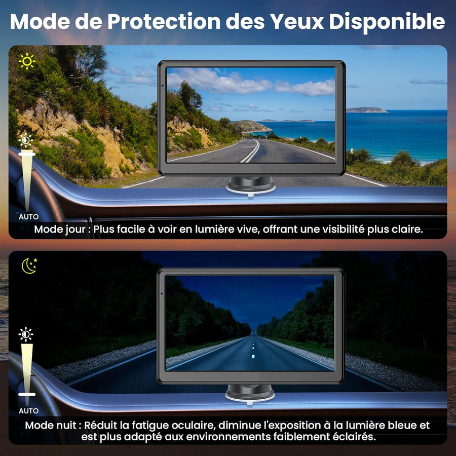 CarPlay Voiture, Portable CarPlay & Android Auto sans Fil, Stéréo de Voiture 7 Pouces Écran Tactile avec Navigation en Temps Réel, Assistant Vocal, FM, Mirror Link, Appels avec Mains Libres