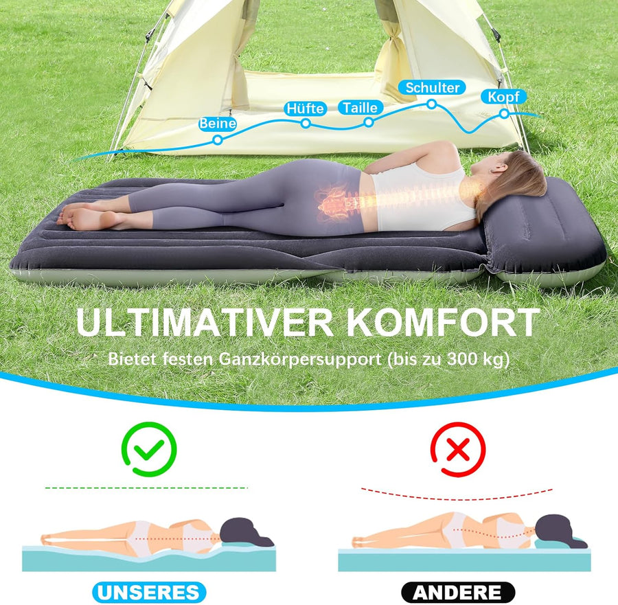 Matelas gonflable pour SUV avec pompe - Matelas gonflable de voiture d'extérieur pour dos SUV - Matelas de couchage portable BLEU