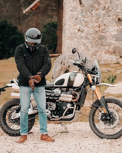 Veste Moto Hommes Taille L Hiver Protection CE Doublure Amovible Équipement de Protection Vintage Décontracté Moto NOIR