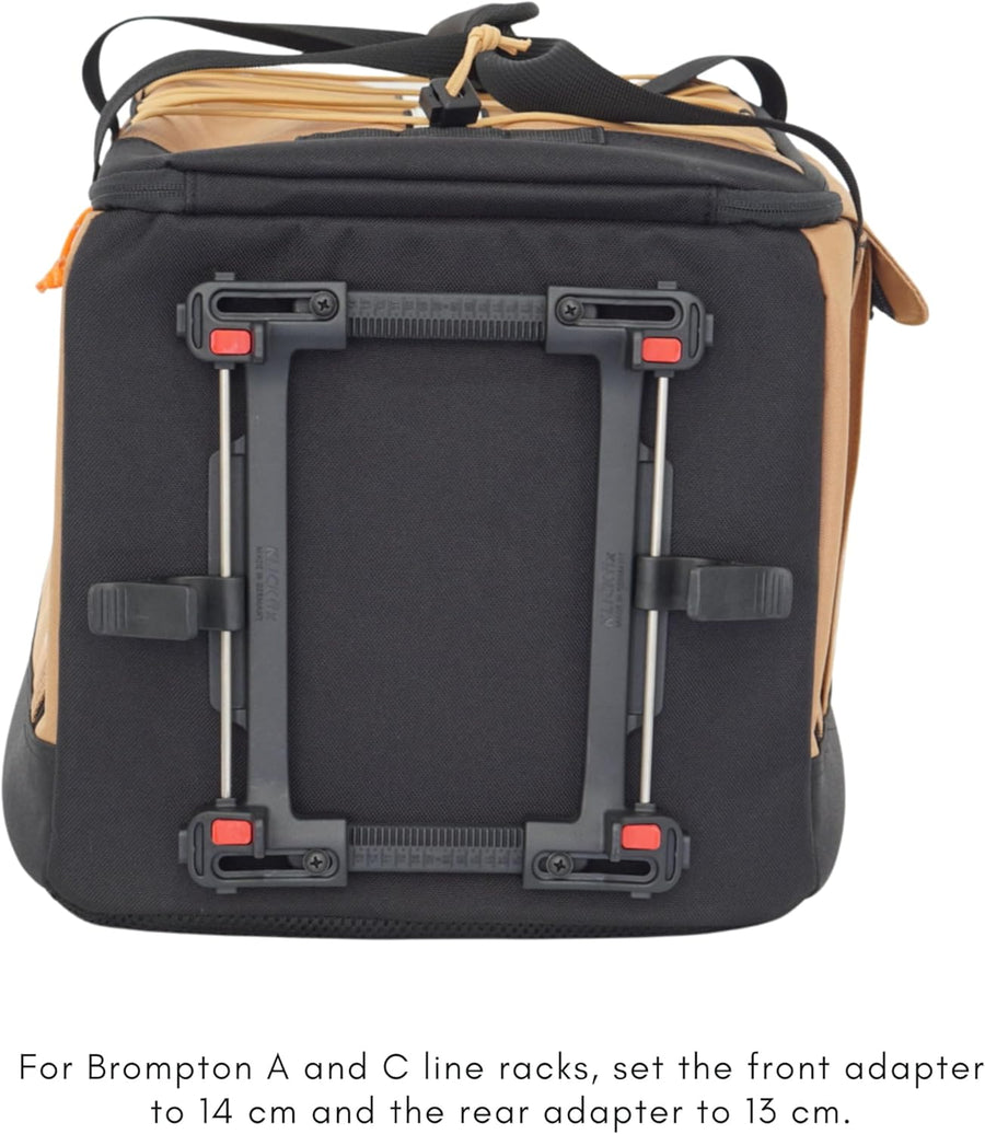 Sac de voyage BDR pour vélo pliable – Sac à dos, sac de sport, sac de rangement combiné avec KLICKfix UniKlip 2.0 37L | résistant à l'eau MARRON
