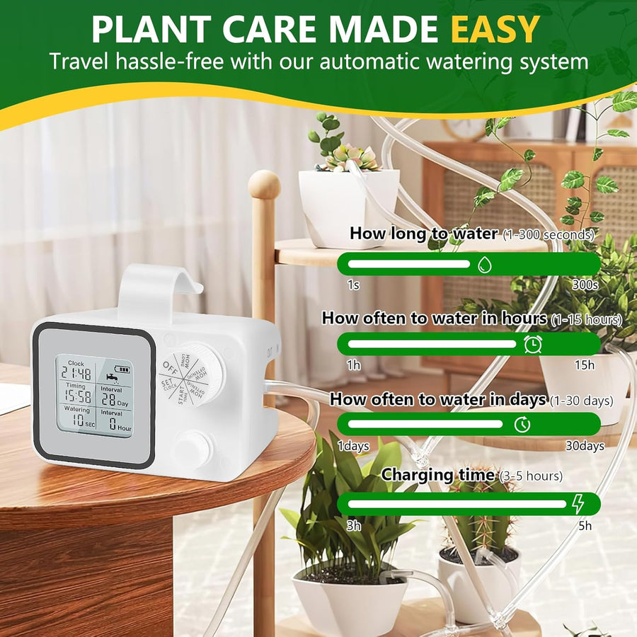 Kit Arrosage Automatique avec Tuyau 2000mAh Goutte à Goutte pour Plate-Bandes, terrasse, Jardin ou Plantes