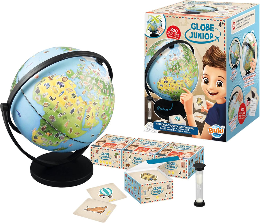 Globe Junior 20cm 300 Cartes avec Dessins et Infos Jouet Ludique Enfant