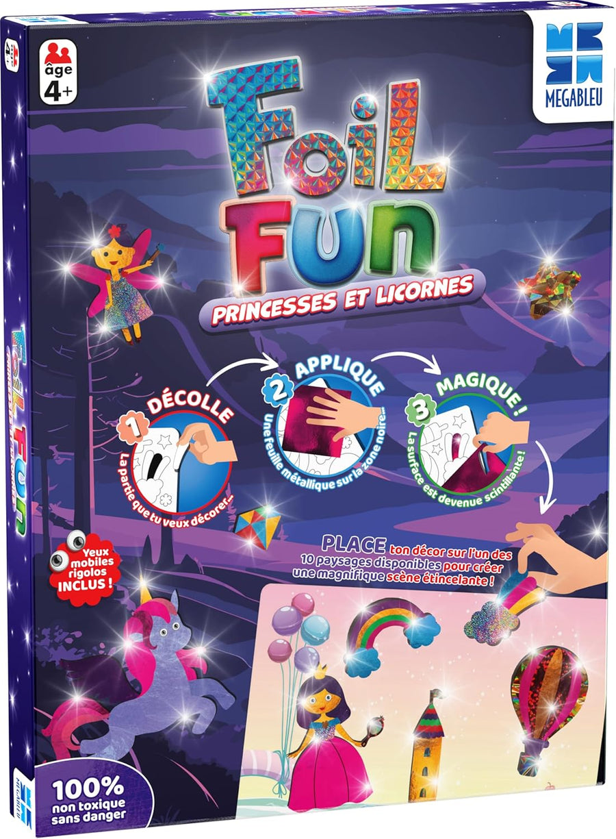 Jeux Megableu Foil Fun-Princesses ET Licornes-Loisirs Enfants-Activité créative et ludique-A partir de 4 Ans