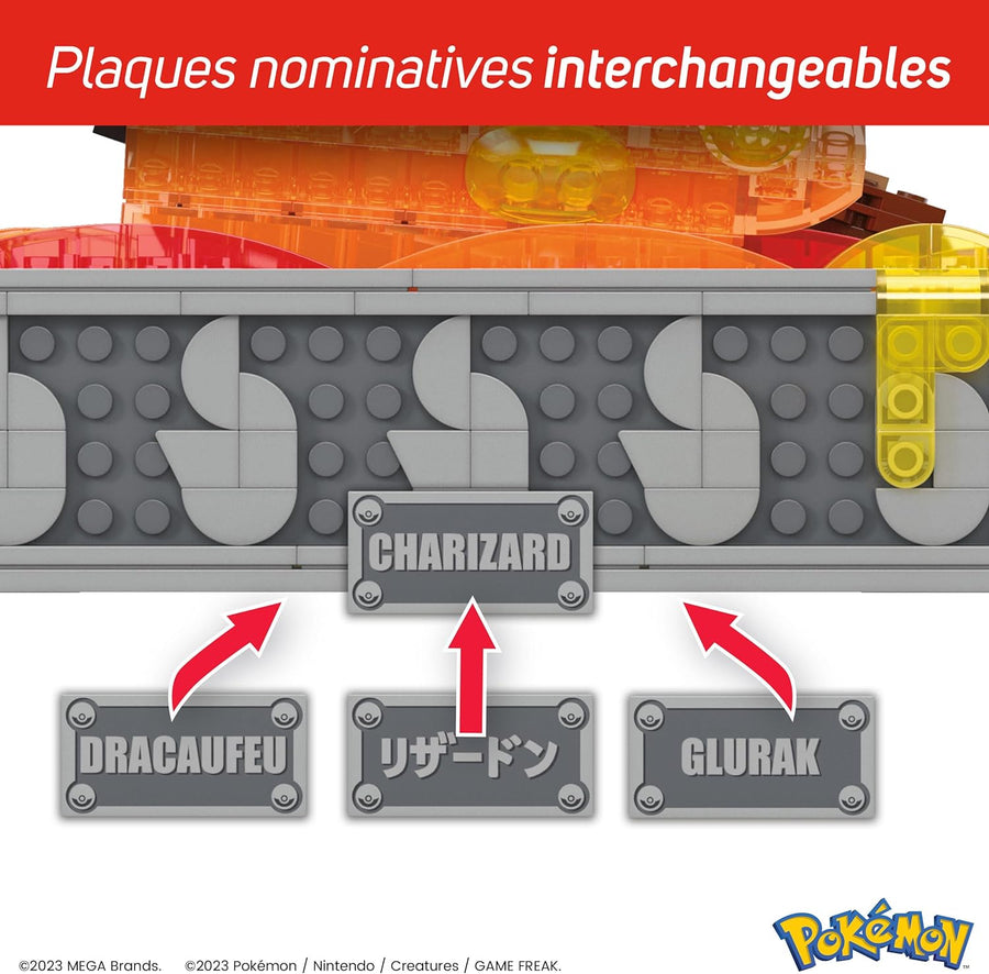 Pokémon Construction Figurine Articulée Authentique Dracaufeu En Mouvement 1663 Pièces 28cm