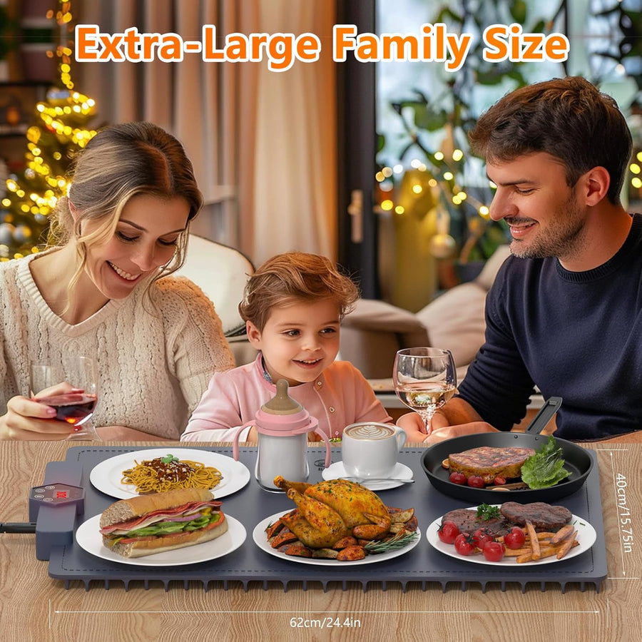 Plaque Chauffante Électrique Silicone Pliable Flexible avec 5 Température Réglable et Minuteur