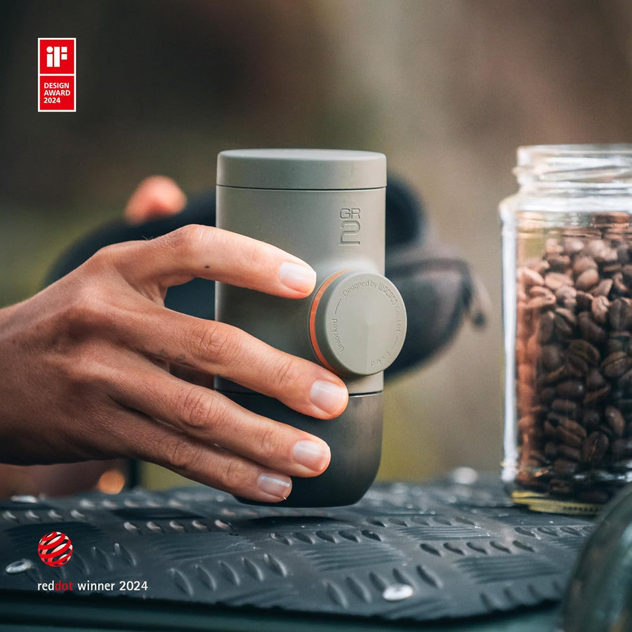 Minipresso GR2, Machine a cafe Portable pour l'extérieur Café moulu compatible, Cafetiere Portable 18 Bar à commande manuelle, Cafetiere on the go, ultra-petit pour le voyage, le camping