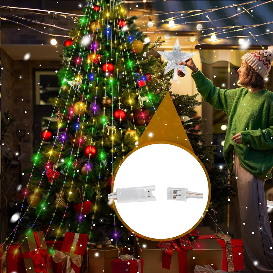 Guirlande Lumineuse Sapin de Noel, 200 LED Guirlande Lumineuse de NoëL Anneau avec Application, 2M*10 Rideau Lumineux Sapin de Noel pour Décoration de 1.5m-2.5m Sapin de Noël