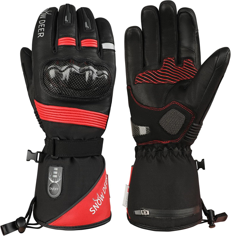 Gants Chauffants pour Moto, Interrupteur À Double Voltage, Batterie 3000mAh Ou Câble De Charge 12V Moto, Étanches Taille L