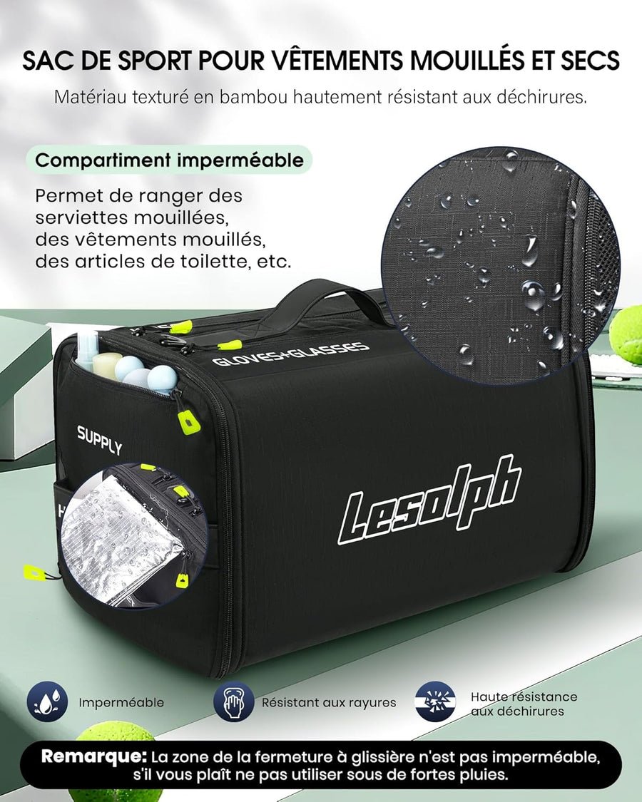 Sac de Sport Homme Femme, 35L Sacs de Voyage avec Compartiments Chaussures et Humide, Grand Capacité Sacs de Voyage avec Bandoulière réglable et Amovible, Sac de Sport pour Gym, Camping