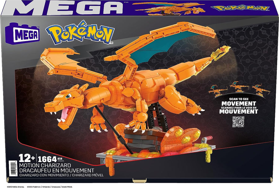 Pokémon Construction Figurine Articulée Authentique Dracaufeu En Mouvement 1663 Pièces 28cm