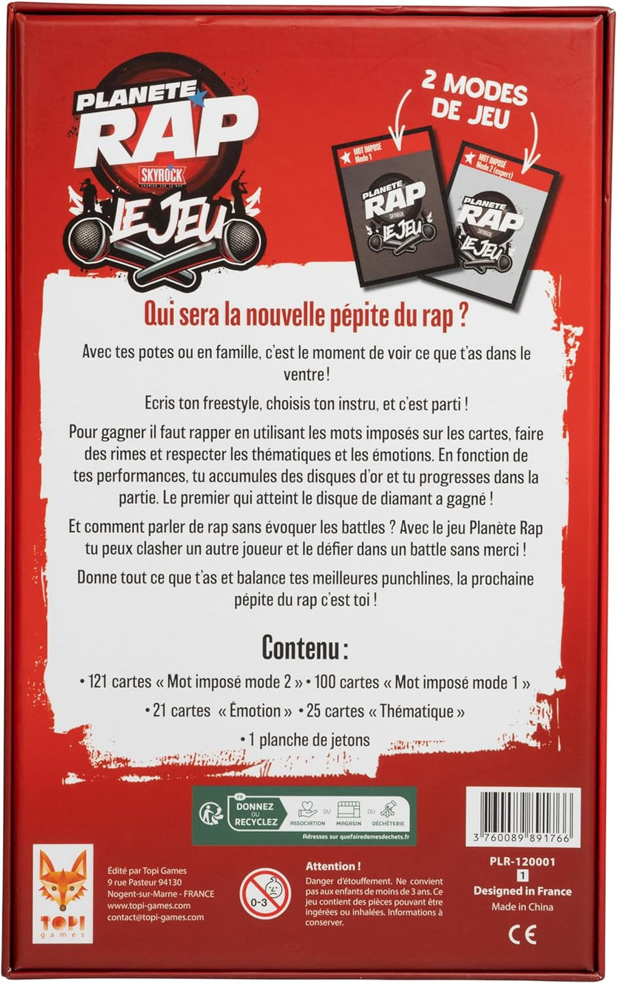 Jeu de Société Planète RAP Jeu sur Le Thème Musique - Jeu d'Improvisation A partir de 16 Ans - 2 à 8 Joueurs