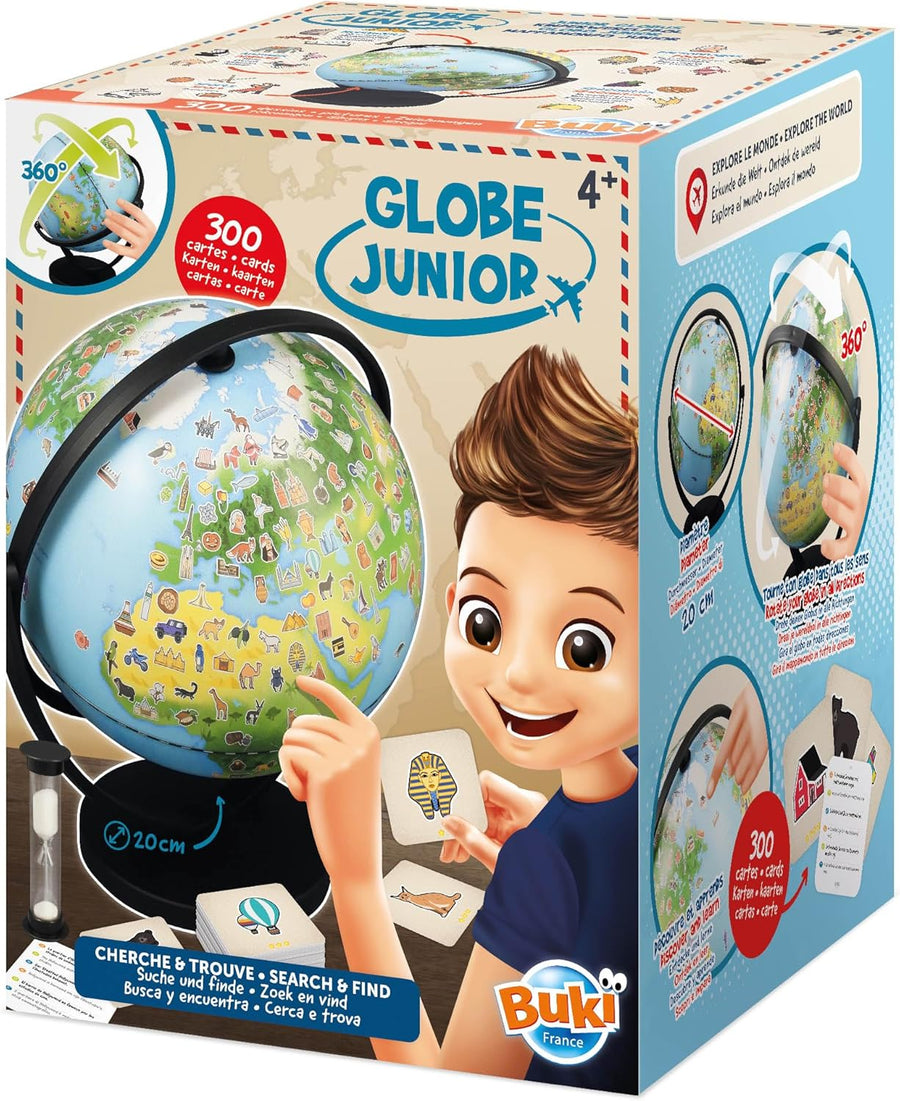 Globe Junior 20cm 300 Cartes avec Dessins et Infos Jouet Ludique Enfant