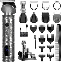 Tondeuse Barbe Homme Tondeuse Cheveux Professionnelle Avec Lame en T de Coupe de Cheveux Chauve 0 mm Rasoir électrique Tondeuse Corps de Précision pour Nez 7 en 1