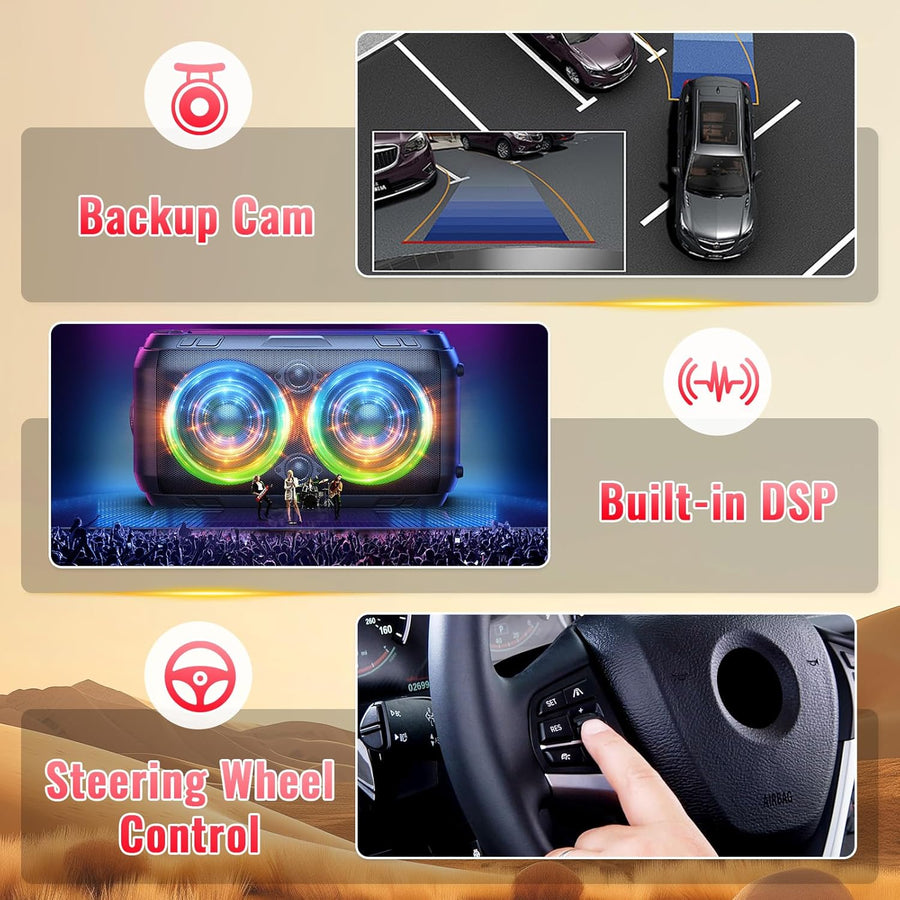 Autoradio 8Cores 4G+64G Android 15 2Din avec Carplay Android Auto sans Fil, Écran Tactile de 9" avec Modèle de Voiture 3D WiFi GPS BT FM/RDS DSP SWC Caméra de Recul MIC