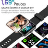Montre Connectée Appels Bluetooth Assistant Vocal Intégré Ecran 1,69" Etanche Tracker NOIR