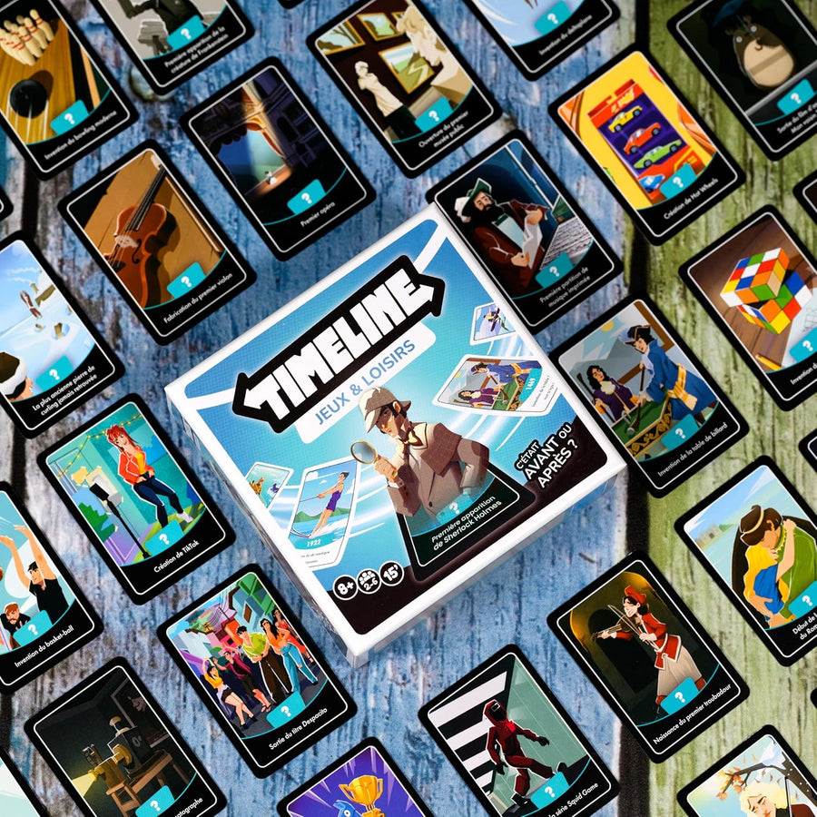 Asmodee - Timeline Jeux & Loisirs - Jeu de Société Culturel pour Enfants dès 8 Ans - Jeu de Cartes Familial - Devinez Les Dates des Evènements - 2 à 6 Joueurs