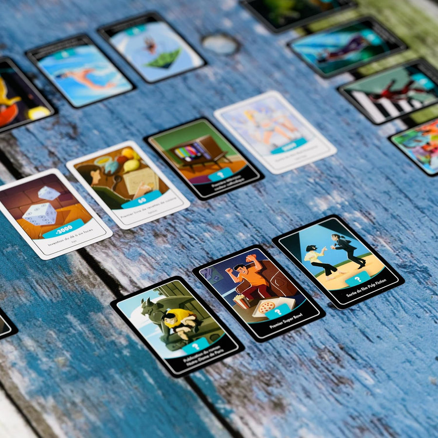 Asmodee - Timeline Jeux & Loisirs - Jeu de Société Culturel pour Enfants dès 8 Ans - Jeu de Cartes Familial - Devinez Les Dates des Evènements - 2 à 6 Joueurs