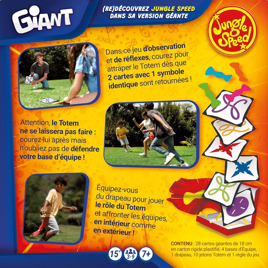 Jungle Speed Giant - Jeux de société - Jeu de Cartes intérieur/extérieur - Observation et rapidité - Adultes et Enfants à partir de 7 Ans - 3 à 9 Joueurs - 15 Minutes - Version Française