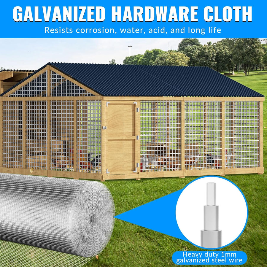 Grillage à Mailles Fines 1 m x 10 m, Grillage pour Volière 6 mm x 6 mm, Rouleau de Grillage Galvanisé, Grillage anti-campagnols, Grillage Métallique pour Lapins, Grillage pour Poules