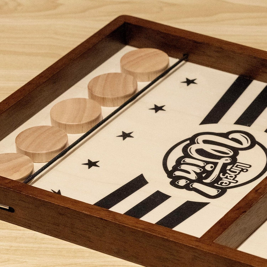 Sling Puck Jeu - Jeu de Plateau en Bois Massif de 16,5 Pouces, Bataille Luxueuse de Sling Puck pour des Nuits en Famille ou des Fêtes Entre Amis, de Bureau Classique et Compétitif