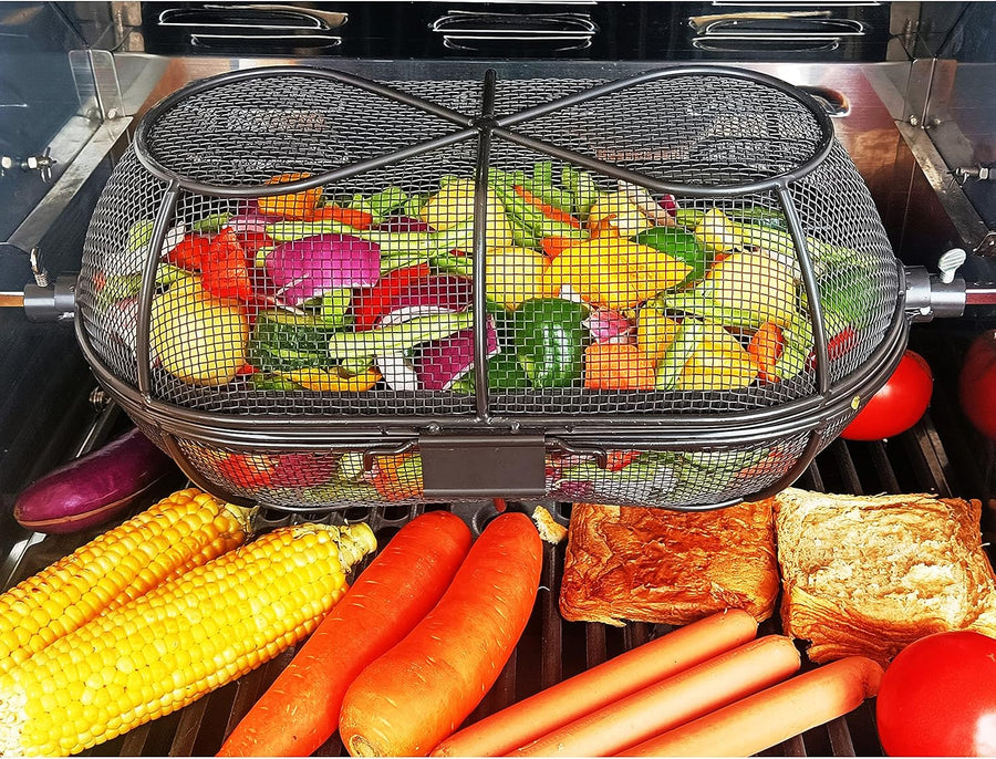 Panier à rôtisserie Broche 10/12mm Barbecue Viande Légumes Poisson Crustacés NOIR