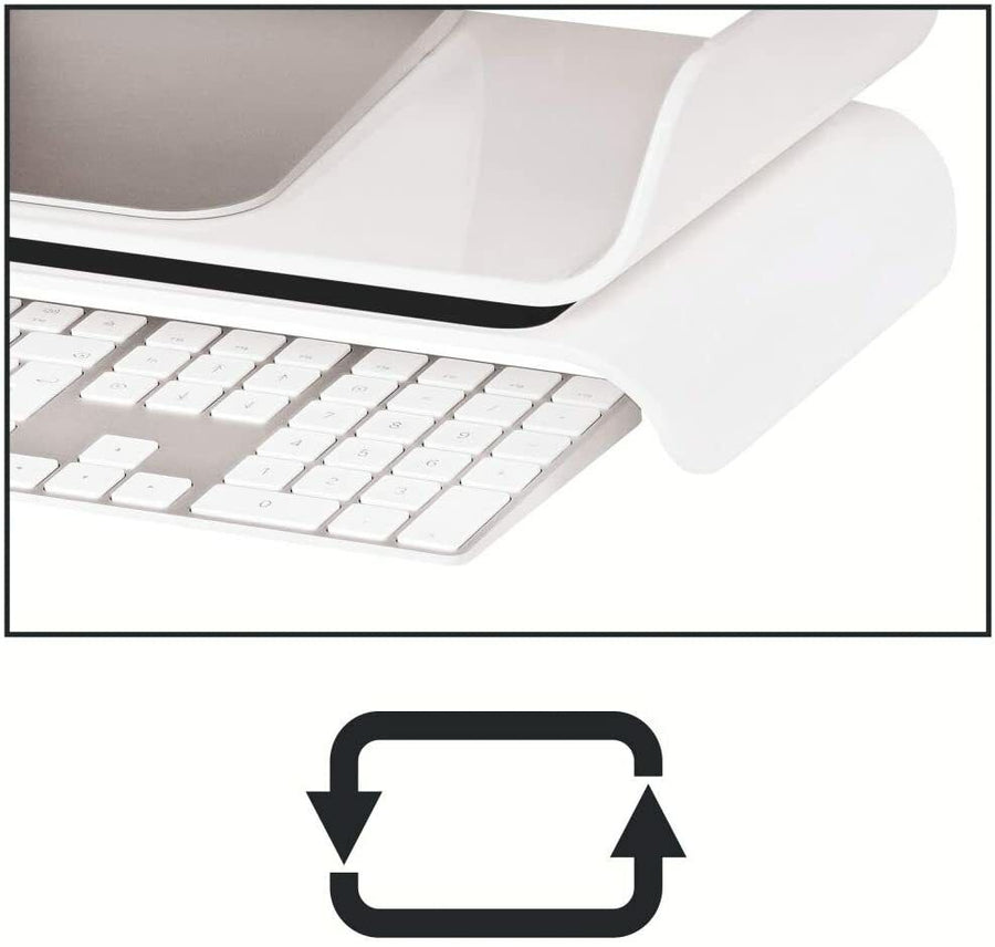 Support Ecran Ajustable Hauteur Reglable 2 Position Confort Bureau Travail BLANC ROSE