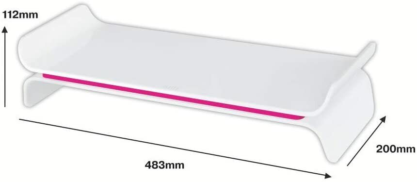 Support Ecran Ajustable Hauteur Reglable 2 Position Confort Bureau Travail BLANC ROSE