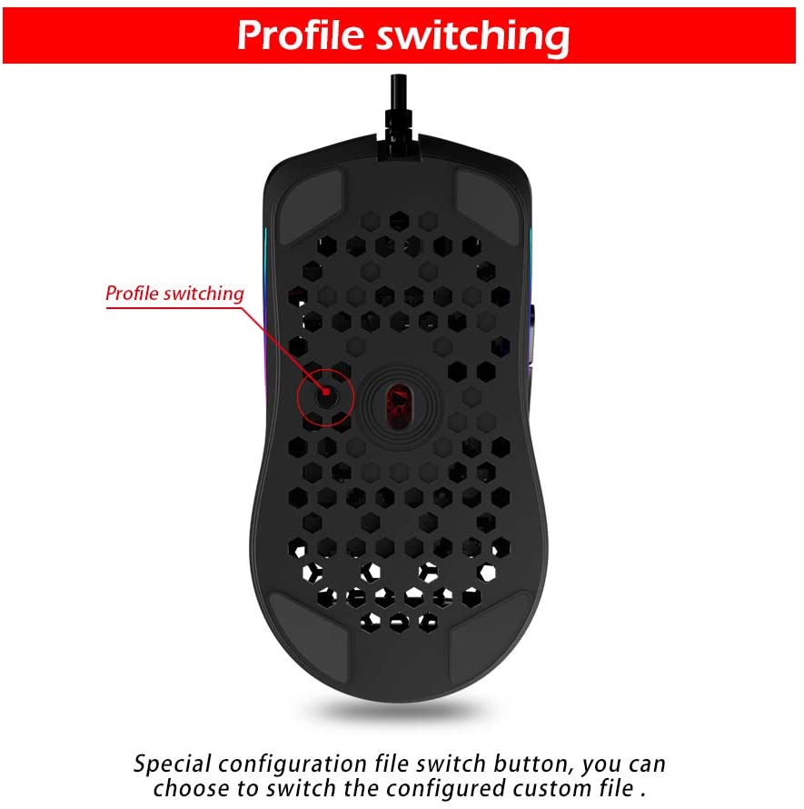 Souris Gamer Filaire Ergonomique16000DPI 65g Ultra légère Capteur Pixart PMW-3389 NOIR