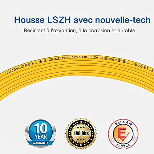 Câble à Fibre Optique LC/APC à LC/APC Monomode Simplex, 9/125 μm Jarretière Optique LSZH (50M)