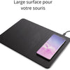 Tapis de Souris Ultra Fin Chargeur à Induction Qi sans Fil pour Smartphone NOIR
