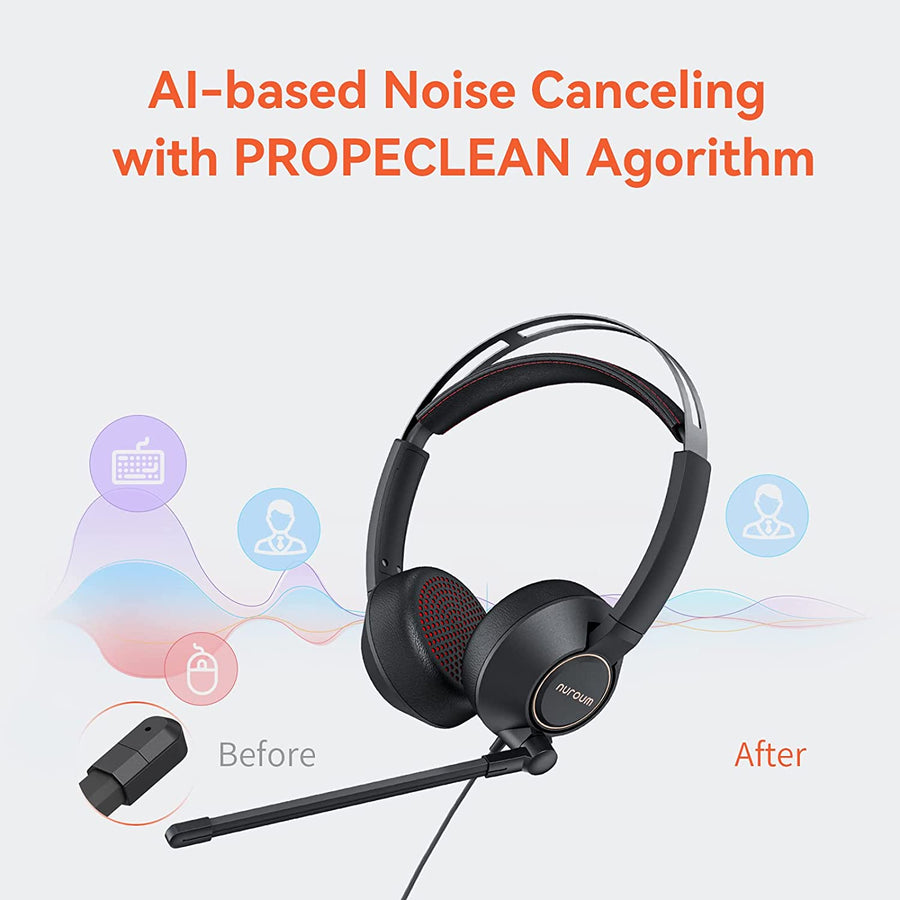 Casque Filaire Double Oreille Micro/contrôle en Ligne Connexion PC/Mac/Mobile USB A/Type-C/3