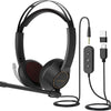 Casque Filaire Double Oreille Micro/contrôle en Ligne Connexion PC/Mac/Mobile USB A/Type-C/3