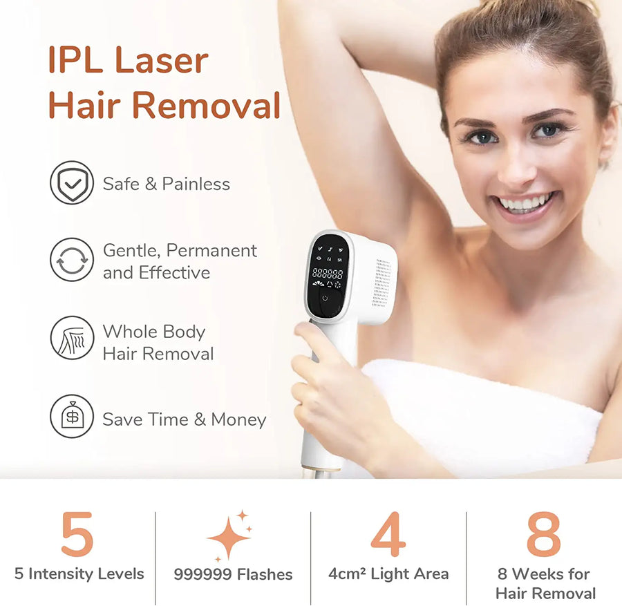 Epilateur Lumière Pulsée Laser 999,999 Flashes IPL Epilation Definitive Indolore corps entier