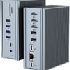 Station d'accueil 16en1 HDMI 100W PD USB-A/C 10Gbps RJ45 Audio Lecteur de Carte GRIS