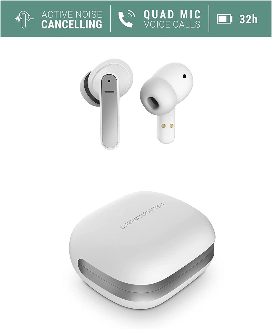 Ecouteurs sans fil bluetooth Autonomie 32h Energy Sistem Travel 6 ANC Moon BLANC