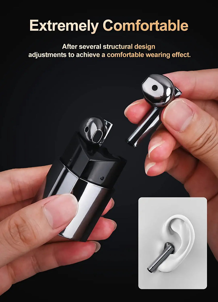 Ecouteurs Bluetooth sans Fil Etui Rouge à lèvres Micro intégré Tactile Son Stéréo GRIS