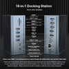 Station d'accueil 16en1 HDMI 100W PD USB-A/C 10Gbps RJ45 Audio Lecteur de Carte GRIS