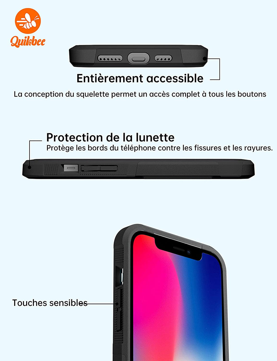Coque de téléphone pour iPhone 6,5" XS MAX Protection de qualité Anti-Chute et Double Couche