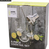 Kit Cocktail Complet 5 pcs Doseur Cuillère Shaker Boston 2 Verres Cadeau Fete