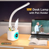 Lampe de Bureau LED 10W Veilleuse Chargement USB Porte-Stylo Reveil Lampe de Chevet RGB