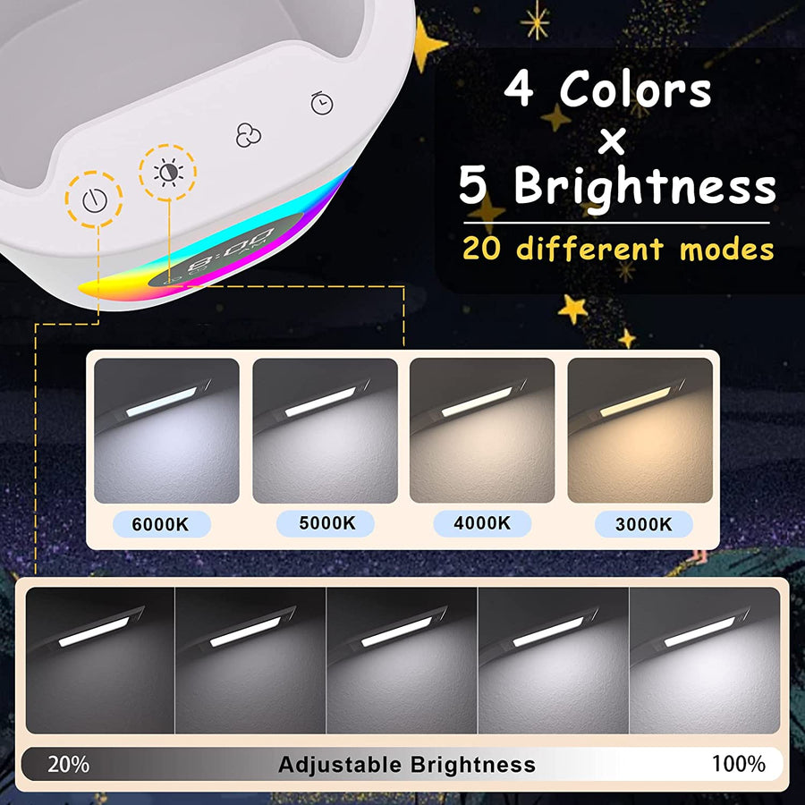 Lampe de Bureau LED 10W Veilleuse Chargement USB Porte-Stylo Reveil Lampe de Chevet RGB