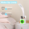 Lampe de Bureau LED 10W Veilleuse Chargement USB Porte-Stylo Reveil Lampe de Chevet RGB