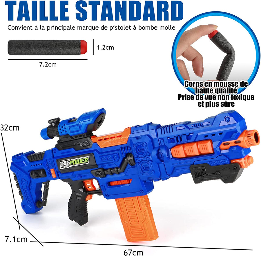 Jeux Fusil de Sniper motorisé avec 2 Clips et 100 fléchettes en Mousse Compatible avec marque